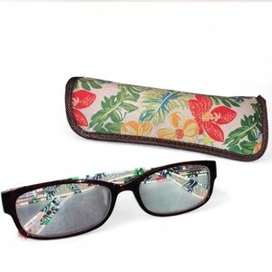 Floral Patterned Glasses with Case